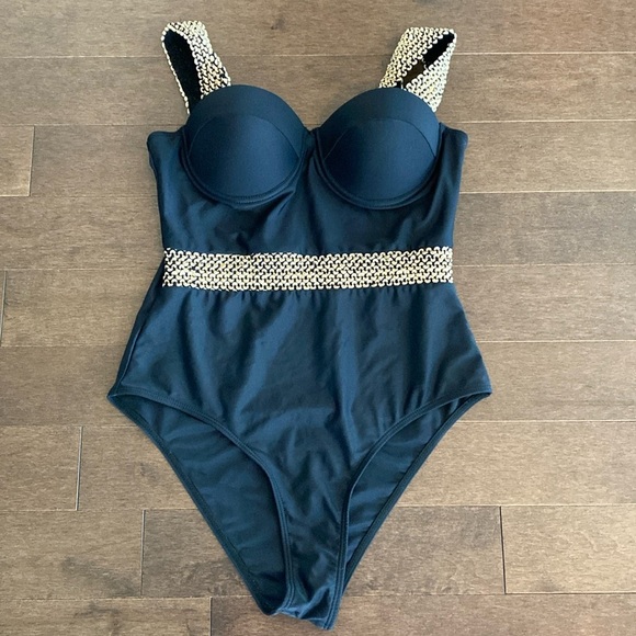Black One-Piece Swimsuit Sz M - Picture 6 of 14